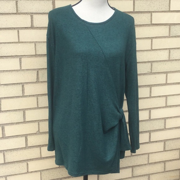 GREEN LONG SLEEVE DETAILED KNIT TUNIC TOP - Picture 4 of 8